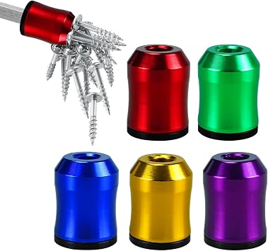 5PCS Strong Magnetic Screw Holder, Screwdriver Head Magnetic Ring Bit for 1/4" Hex Screwdrivers & Power Bits, Removable Magne-tic Screwdriver Drill Bit Holder for Power Tools, Mechanics & Carpenters
