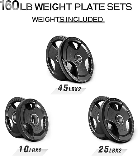 Miniatura 39 de RitFit Weight Plates for Barbell, 2-Inch Olympic Rubber Grip Plates for Weightlifting and Strength Training in Home & Gym, Single, Pair and Sets