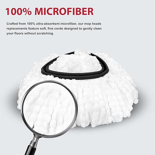 Miniatura 5 de Juego de repuesto de trapeador giratorio para sistema O-Ceda EasyWring de 1 tanque, incluye 2 cabezales de repuesto para trapeador, 1 mango de