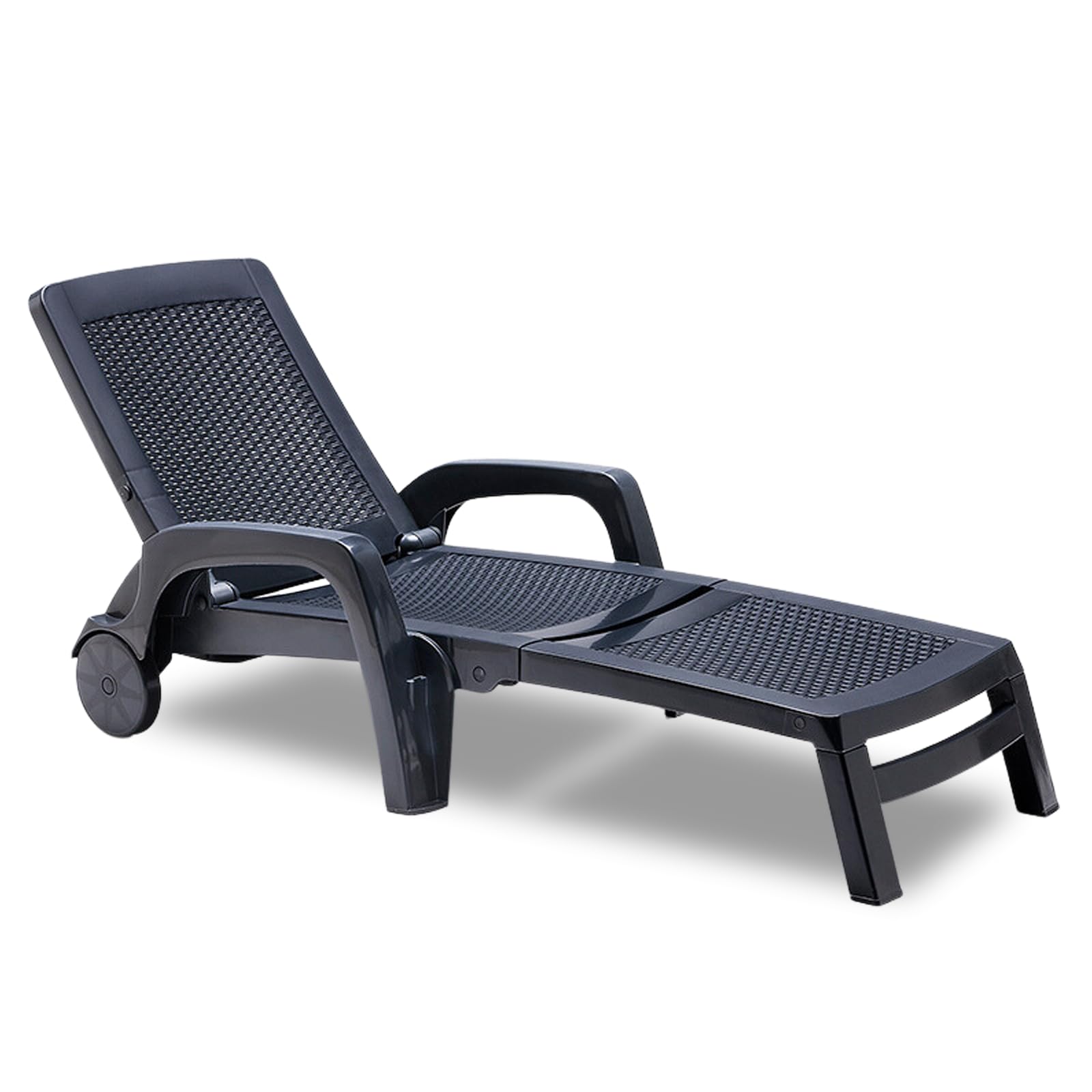 BICA Lettino Prendisole Miami Grafite con Design Rattan, Pieghevole ed Impilabile