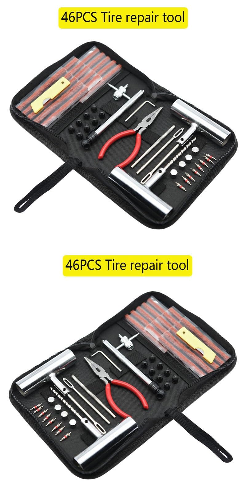 Zestawy narzędziowe 46 szt. Narzędzie do naprawy opon samochodowych Zestaw do naprawy opon Studding Tool Set Narzędzie Do Naprawy
