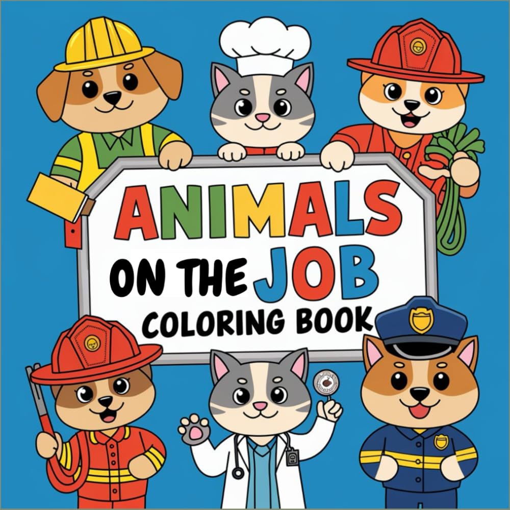 animals on the job coloring book: 50 Illustrations With Amazing Job animals For Relaxation And Stress Relief