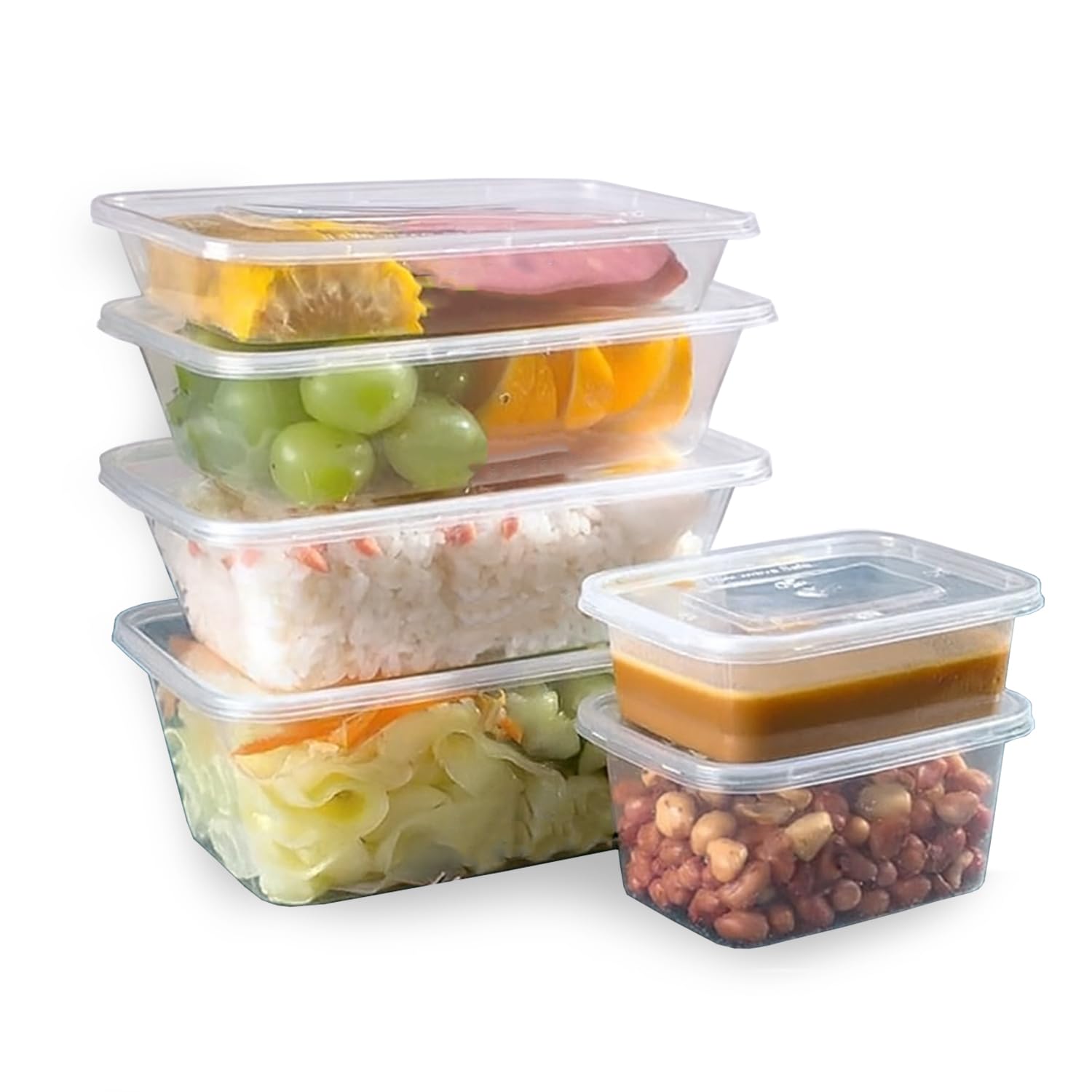 Econx Clear Plastic Food Storage Containers With Lids Microwave & Freezer Safe Food Containers - Bpa-Free, Reusable, Takeaway Meal Prep Containers For Business, Restaurants, Hotels (100, 750Ml)