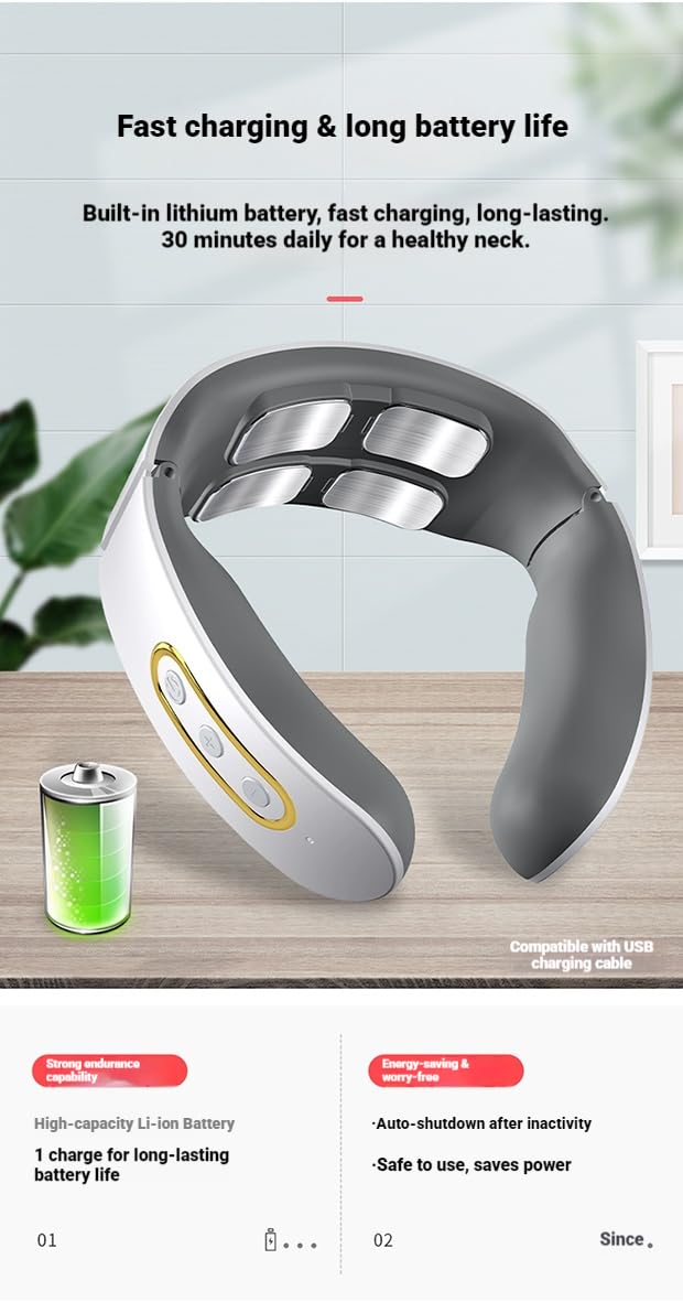 NeuroNeck Pro, Neuroneck Pro Solución 11 En 1 Para Las, Masajeador Eléctrico para Cuello, Recargable, ABS, Silencioso, Alivio de Tensión