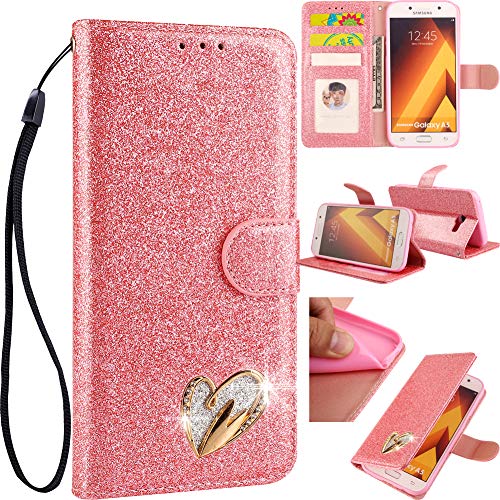 Brilliant Flip Compatible with Samsung J6 2018,Kickstand Bling Glitter Diamond Leather Stand Function Magnetic Book Purse Wallet with Card Slot Holder Protective Cover