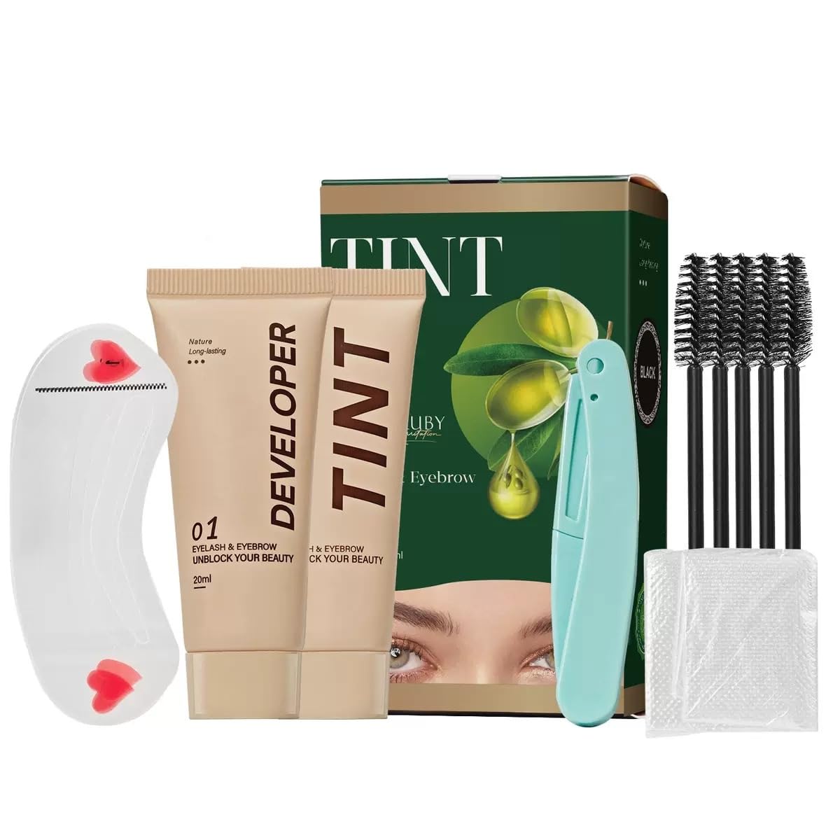 Black Lash and Brow Color Kit, Instant Coloring for Eyelash&Eyebrows, Natural and Long-lasting Lash&Brow Kit with Professional Results, for Salon and DIY Home Use