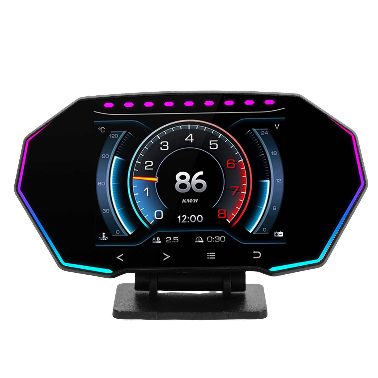 Alomejor Wyświetlacz Samochodowy HUD Prędkościomierz GPS GPS z automatyczną jasnością Alerty w Trybie Podwójnym Inklinometr Projekcja Przedniej Szyby dla Większości Kierowców Samochodów Benzynowych