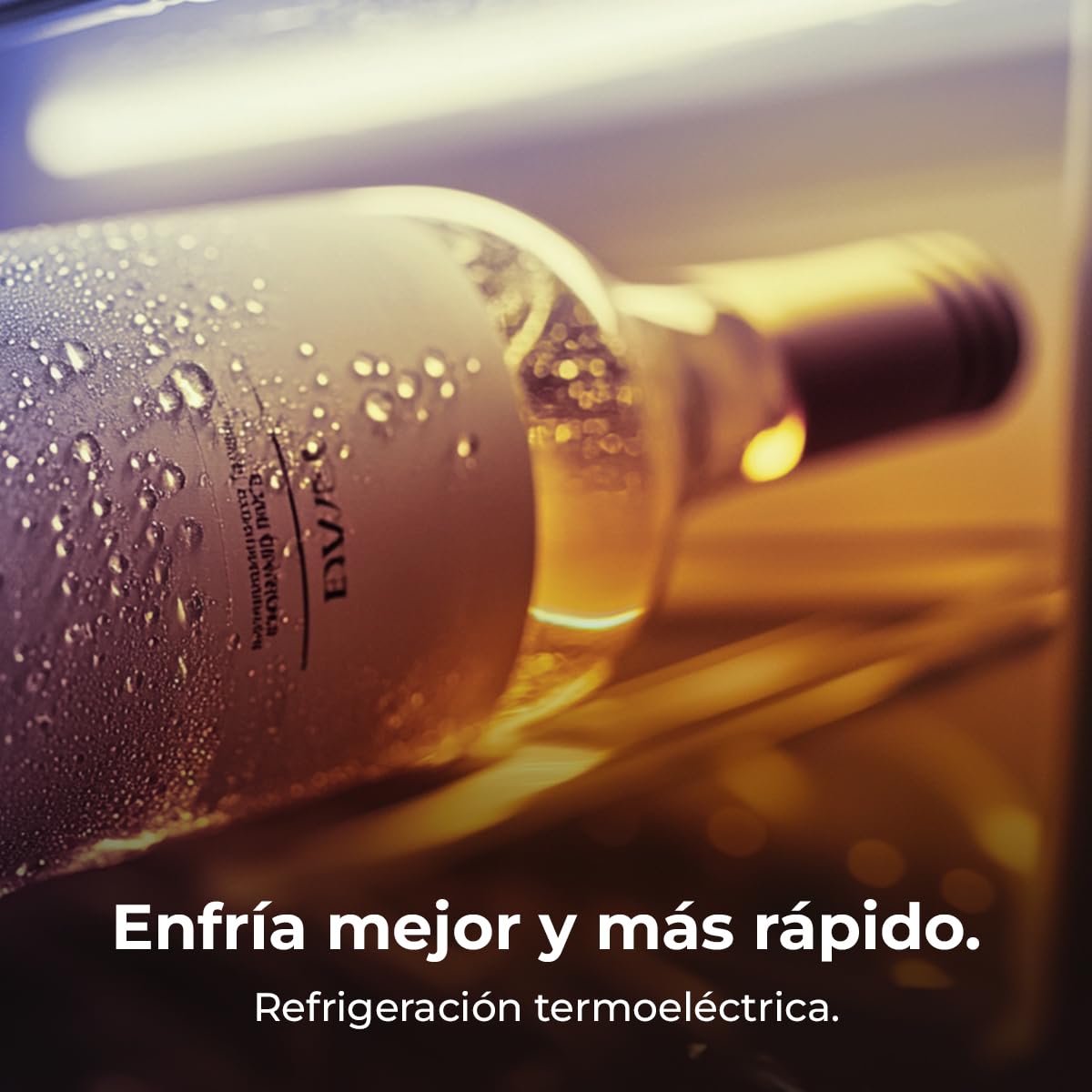 Cecotec Vinoteca Bolero GrandSommelier 1550 CoolCrystal. Bodega para 15 botellas, temperatura ajustable de 5-18ºC, enfriamiento termoeléctrico, silenciosa con 35 dB, panel táctil y LED eco-friendly.