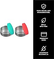 Vista 3 de S'well Juego de dos recipientes de condimentos de acero inoxidable, 2 onzas, mandarina/turquesa, construcción duradera de una sola pared, tapas