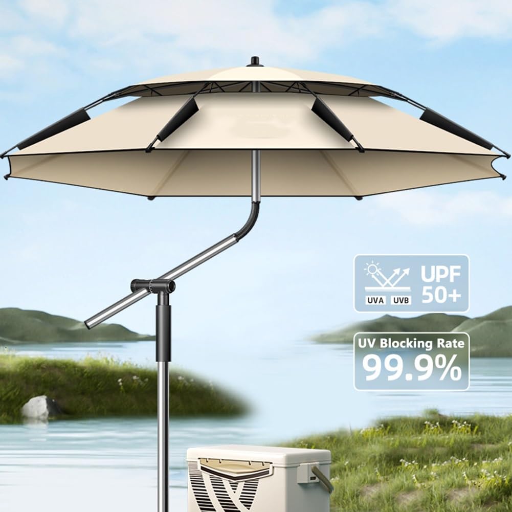 Parasol ogrodowy 240/220/200 cm, parasol plażowy odporny na wiatr, parasol wędkarski z regulacją nachylenia, ochrona UV na podróże i kemping