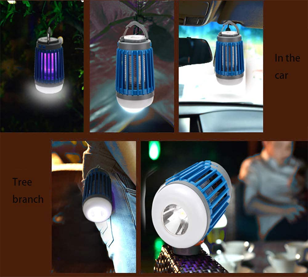 TEmkin Exterminador eléctrico de Insectos, lámpara antimosquitos con Trampa LED de 360 Grados, se Puede Utilizar en Interiores o Exteriores, Carga Solar y USB, luz de Camping Impermeable