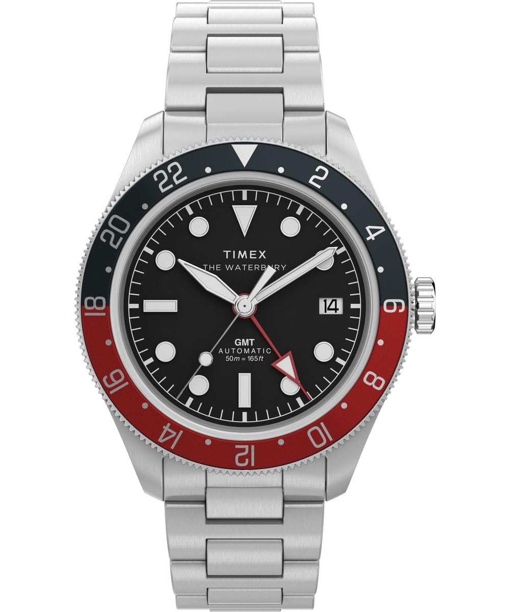 Timex Men's Automatic Watch TW2Y60600 Waterbury Heritage Black Dial Steel 50M