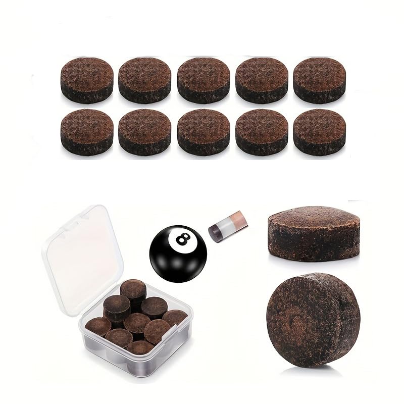 Generic 10 Pieces Billiard Pool Cue Tips Replacement Kit with Durable Storage Box Snooker and Pool Accessories, Blue