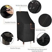 Vista 4 de Fundas para sillas de patio, respaldo alto, impermeables, 600D resistentes al agua, fundas para sillas de taburete de bar para 4 a 6 sillas
