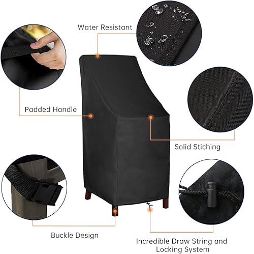 Miniatura 4 de MAVINCHER Fundas apilables para sillas de patio, fundas para sillas de patio con respaldo alto, 600D, resistentes al agua, fundas de muebles para