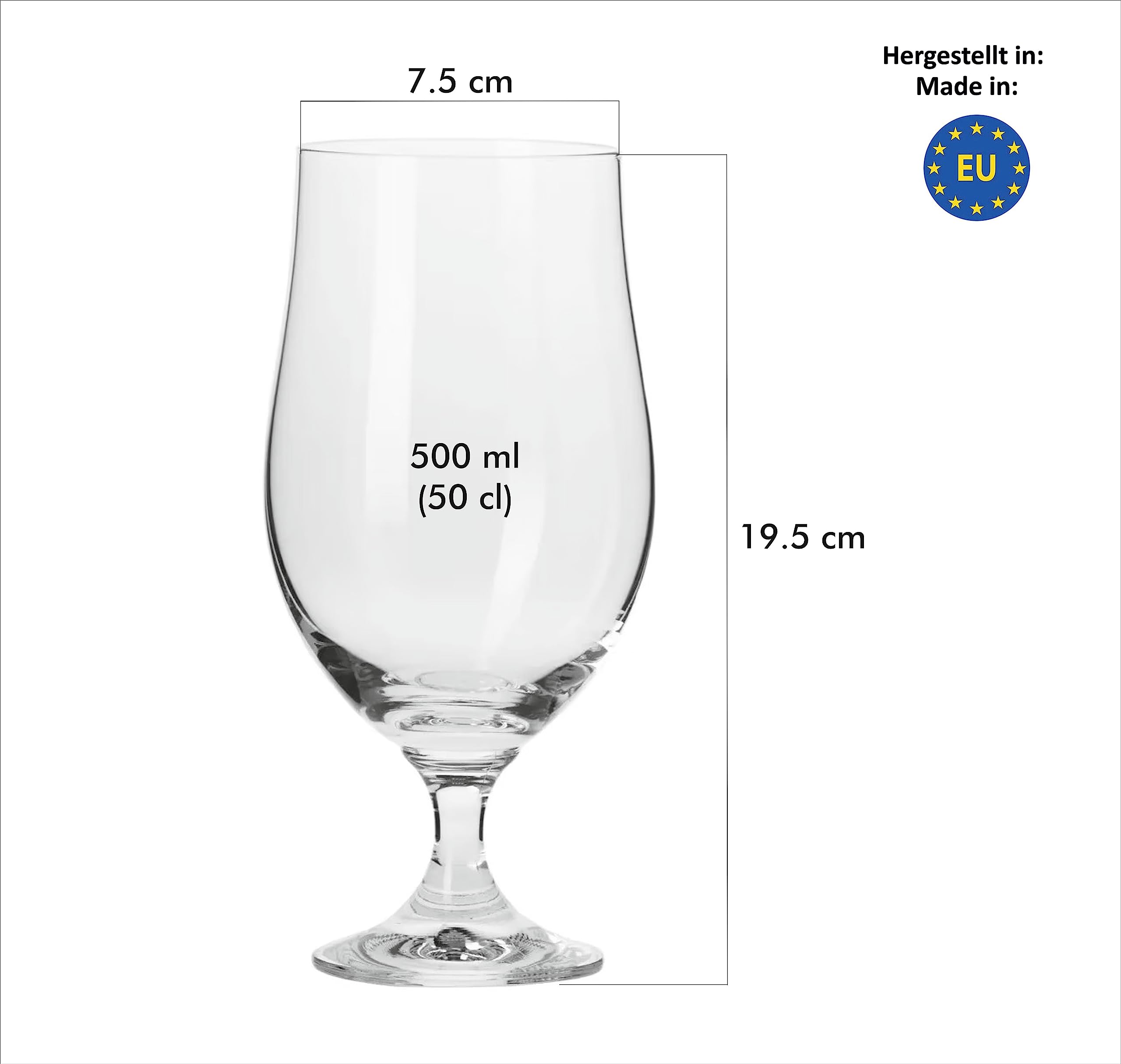 Lagerbiergläser Set 500 ml - 12 Stück Gläser Set - Lagerglas - Geschenke für Männer - Transparentes Glas - Kristallgläser - Spülmaschinenfest
