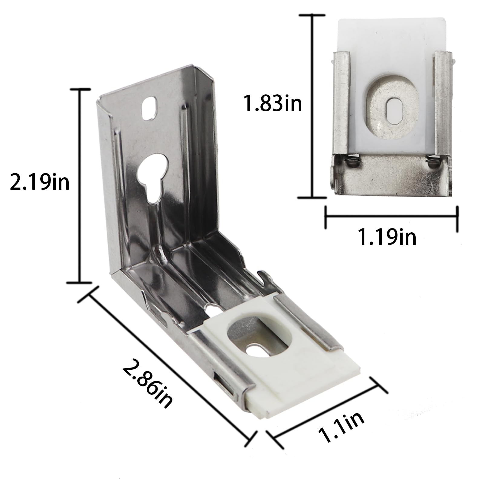 Caishun 2 Sets 2.8x1.2inch Silver Metal Vertical Blind Mounting Bracket Replacement Mounting Hardware for Interior and Exterior Zebra Roller Blinds and Soft Screen Shades