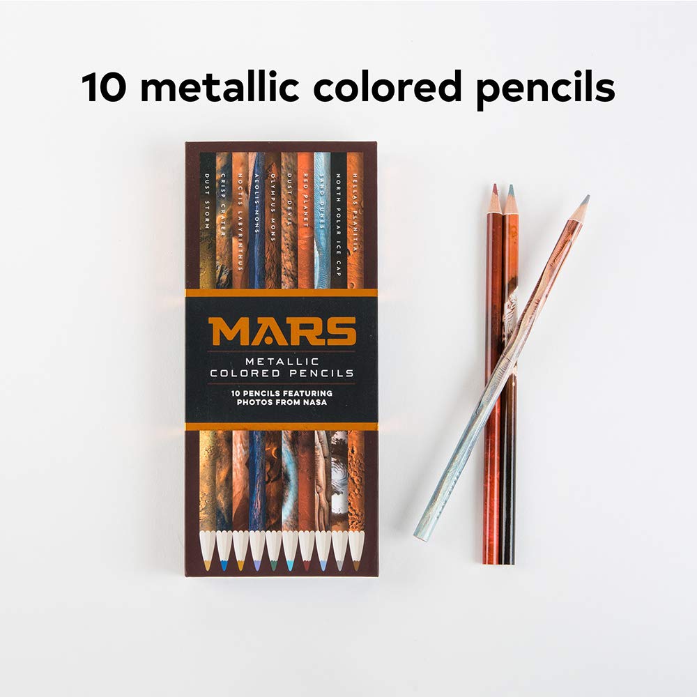 Mars Metallic Colored Pencils: 10 pencils featuring photos from NASA (10 Shiny Multicolor Pencils; Coloring Pencils with NASA Space Theme) (NASA x Chronicle Books) - Image 2