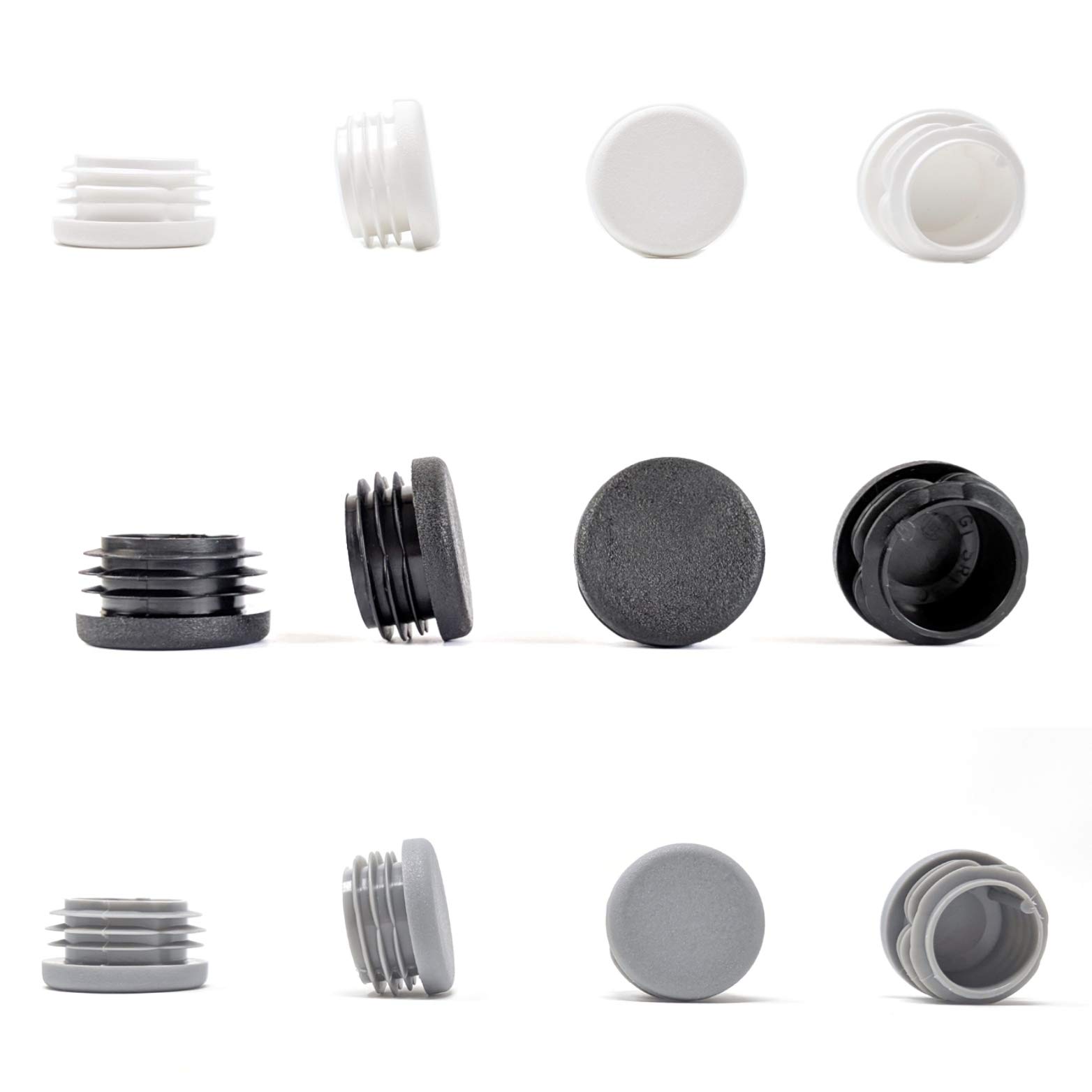 Round Tube Inserts End Caps, Varierty of Sizes in Black, White or Grey - Made in Germany (Please see diagram before ordering) 30mm, Black, Pack of 4