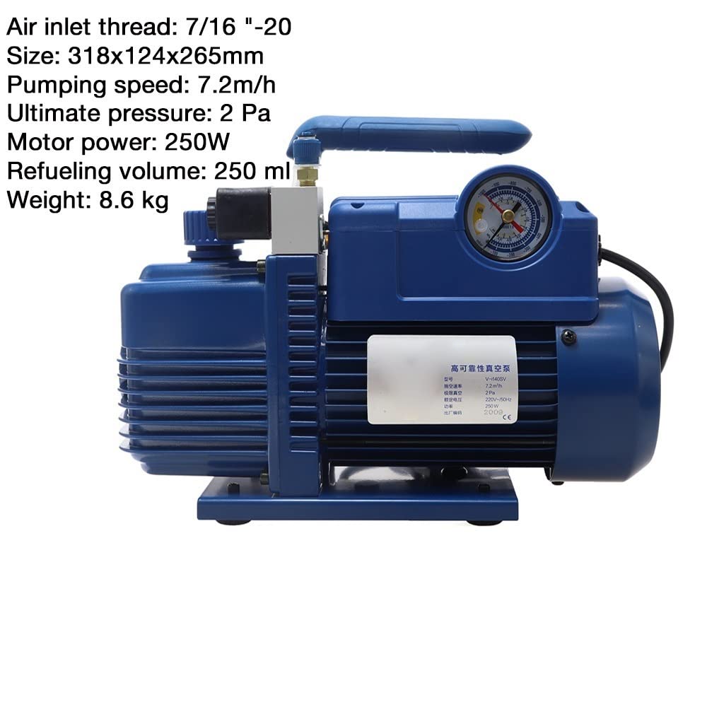 Side view of YOUSHENG V-i140sv Vacuum Pump with key specifications