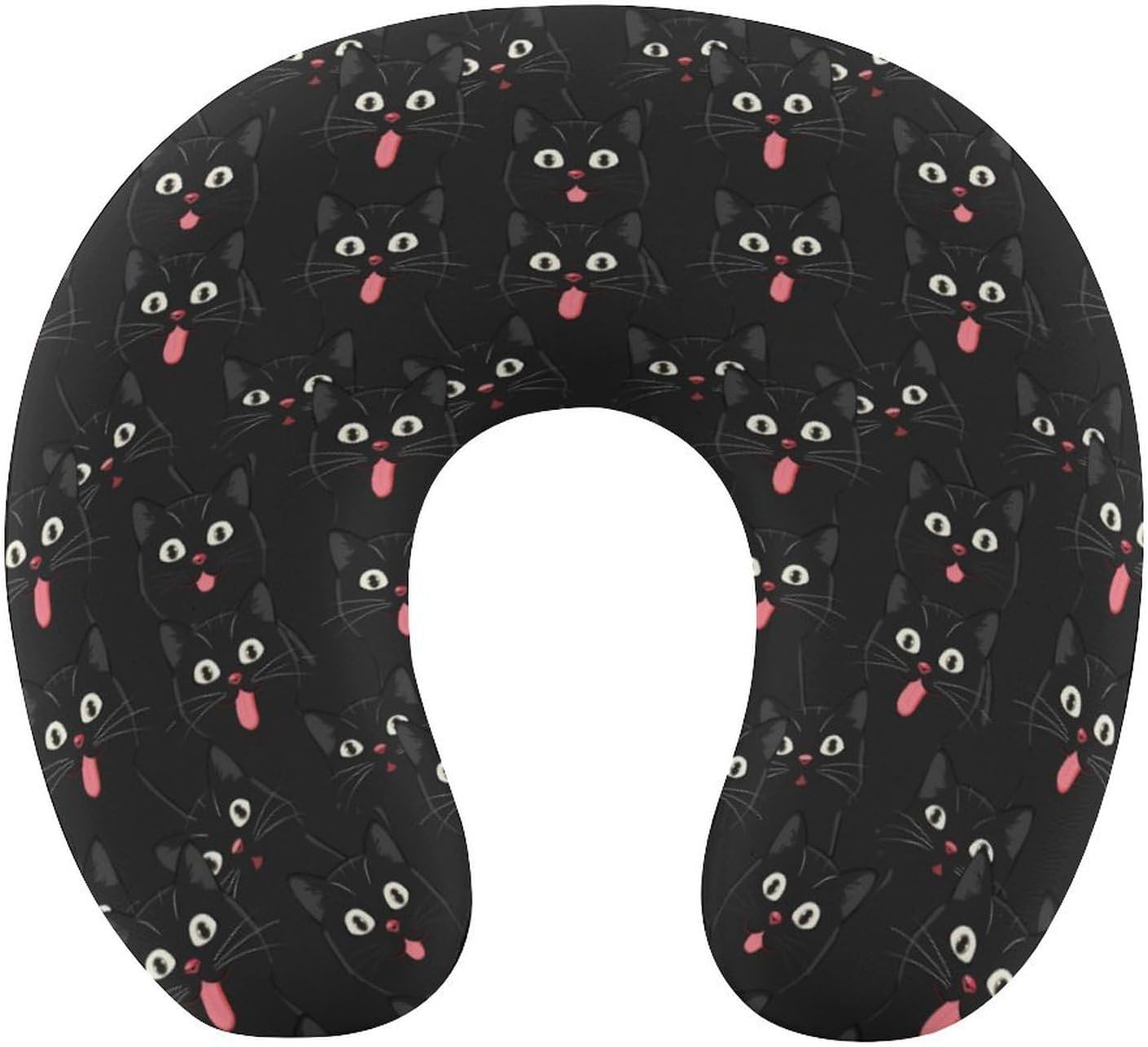 Black Cat Travel Pillow U Shape Neck Pillow Washable Pillowcase for Sleeping Chair