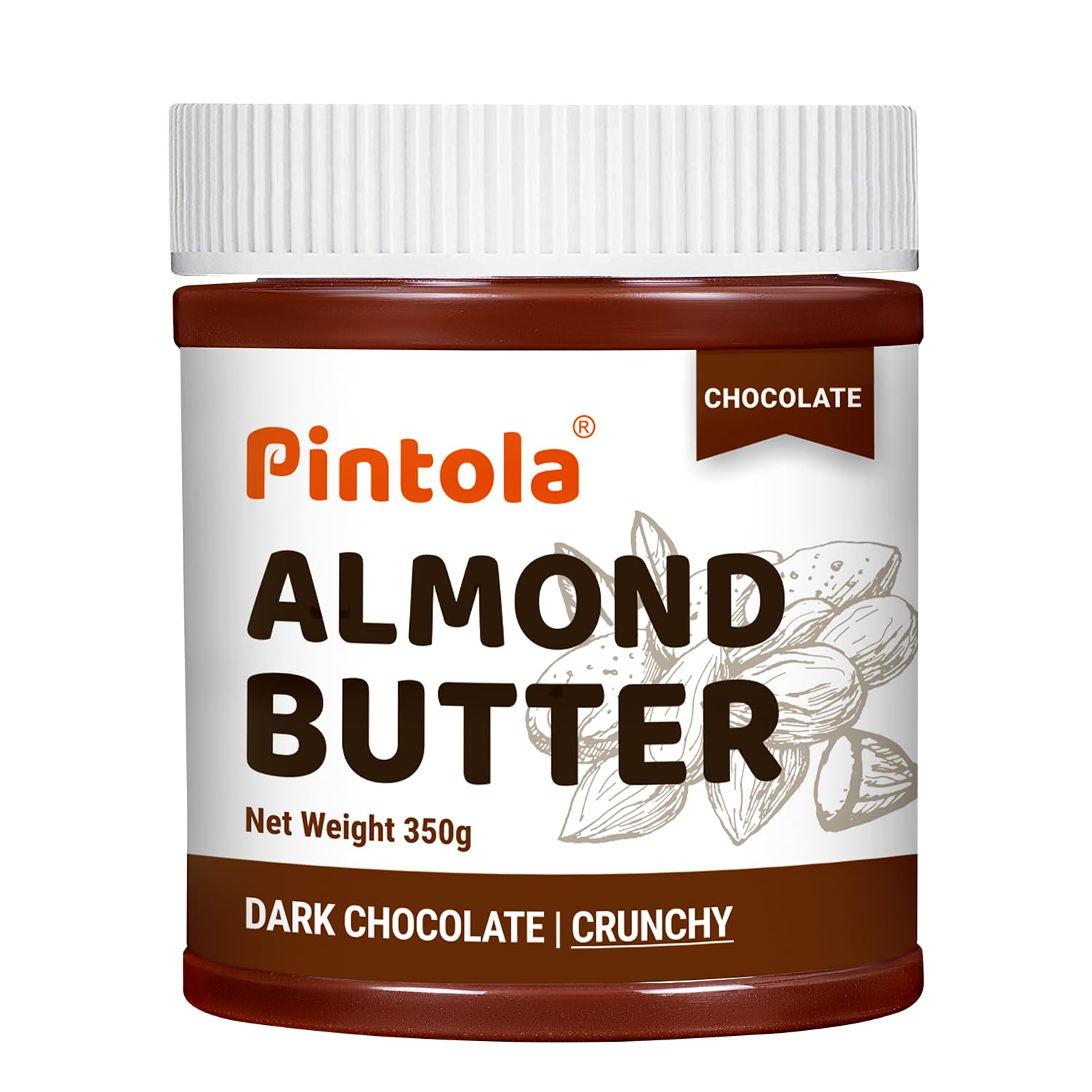 Pintola Almond Butter Dark Chocolate Crunchy 350g, | High Fiber | Crispy | Gluten & Cholesterol Free | 14g Protein | Made with dark chocolate & fresh almonds-image-37