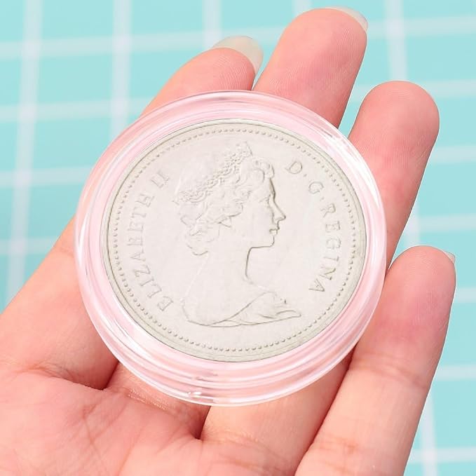 Estuche transparente acrílico redondo para monedas 38.6mm 2 piezas miniatura 6