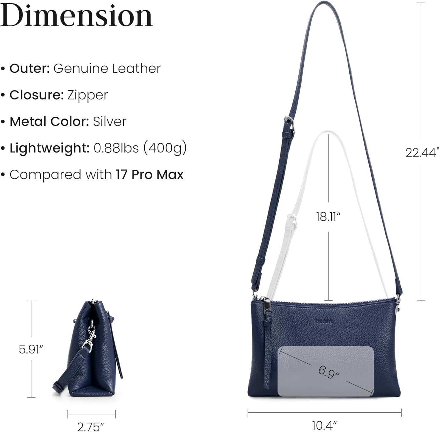 befen Genuine Leather Crossbody Bags for Women, Small RFID Leather Cross Body Purses Shoulder Handbags - Image 5