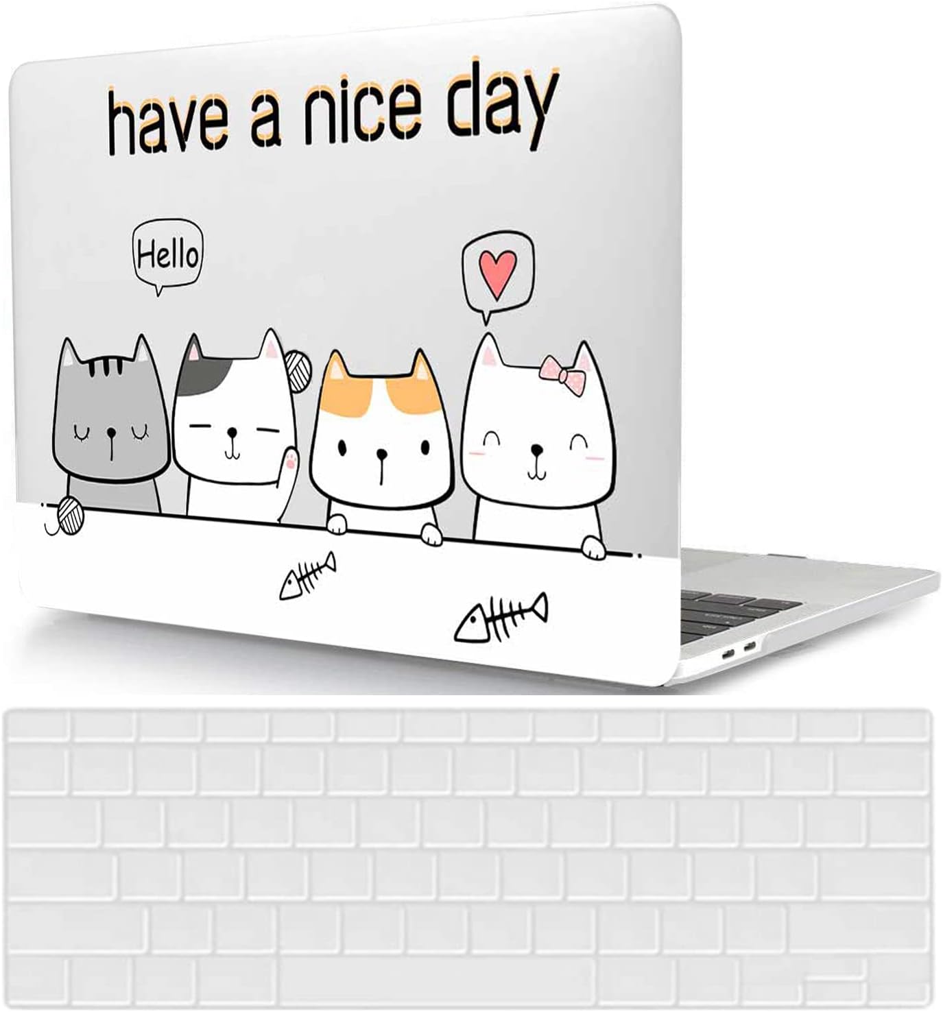 Laptop Hard Shell Case Compatible with MacBook Air 13.6 inch 2022 Release Model A2681 M2, Color Printing Plastic Protective Hard Shell Case Cover & Keyboard Cover, Cute Cats