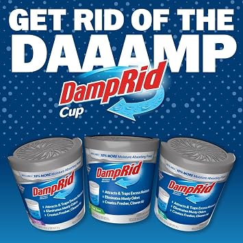 Damp Rid Moisture Absorber Refillable System 44oz Damp Rid Refill Bag with 11oz Cup, Odor and Moisture Absorber for Closet, Bathroom & Home, Lavender Vanilla ILIOS Packaging