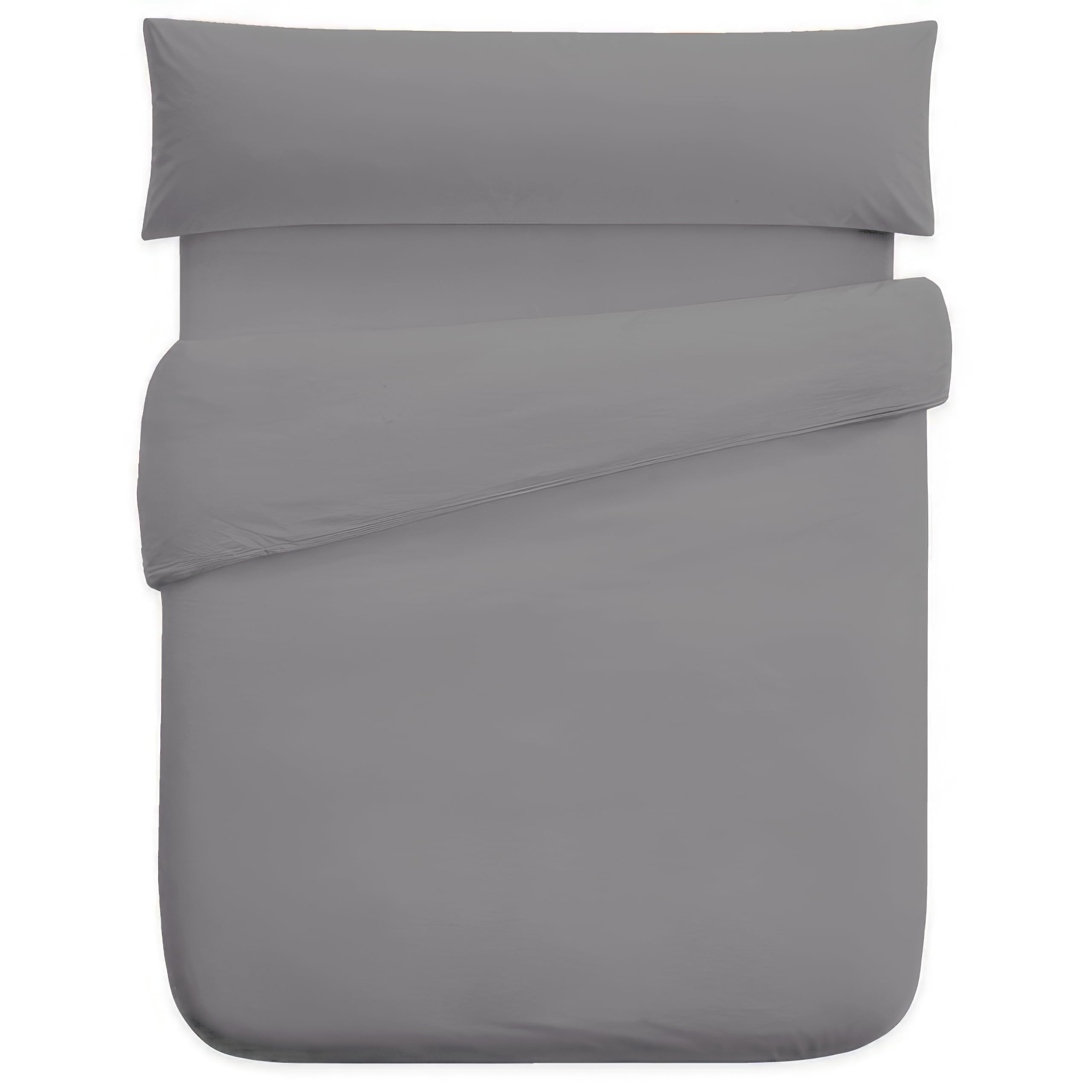 ForenTex- Funda Nórdica (Lisa), Set Completo 3 Piezas: Funda, Bajera Ajustable y Almohada (Gris, Cama 105 cm)