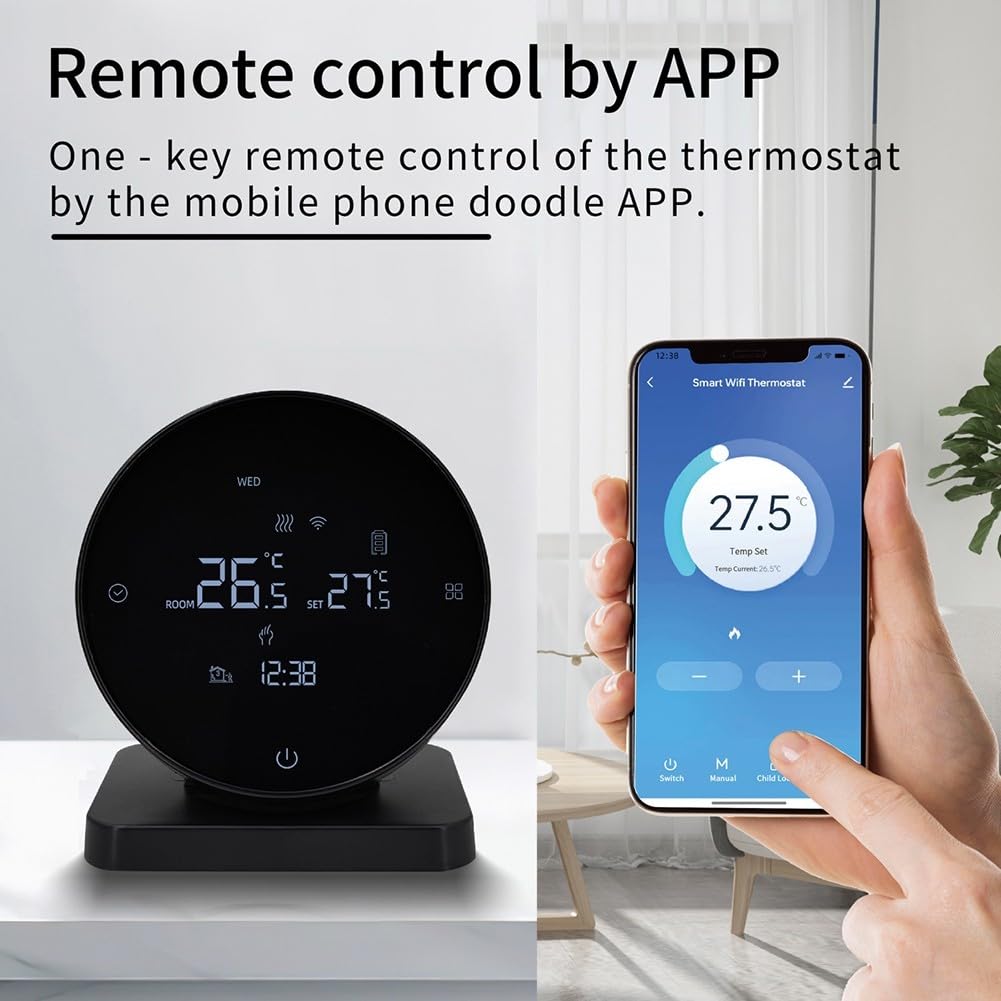 Termostato senza fili della stanza per il monitor della temperatura di precisione del riscaldamento del pavimento di Smart Life App per la batteria USB 90mm