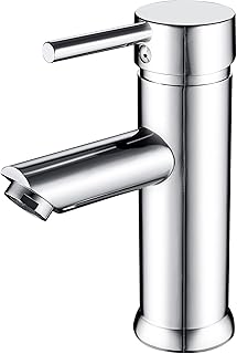 Basin Tap Mixers Bathroom Sink Tap, Single Lever Hot and Cold Basin Mixer Tap with UK Standard Hoses, Modern Taps for Bathroom, Solid Brass, Chrome