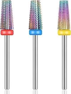 Generic 3 Pieces Nail Drill Bits, Tungsten Steel, 5 in 1 Bit, 3/32 Inches, Cone Shape, Carbide, Nail Drill, Manicure Pedicure Tools for Salon Home