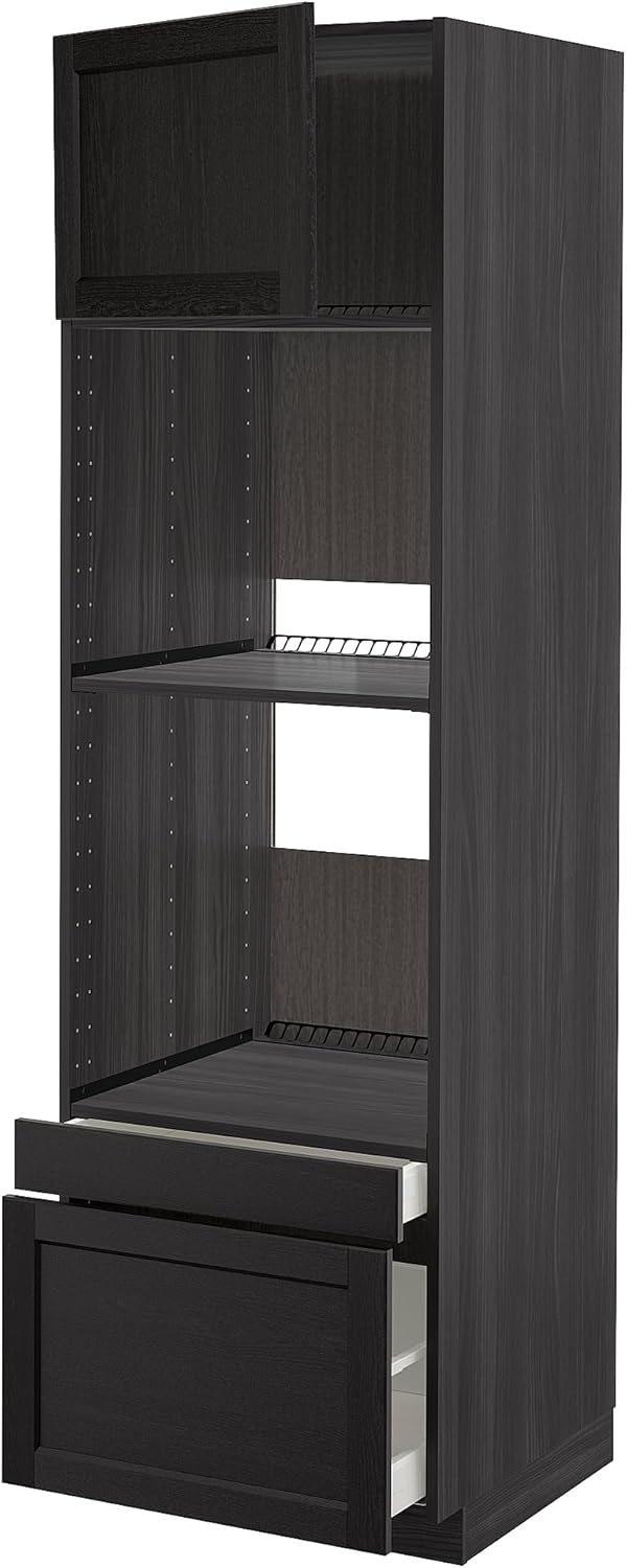 METOD/MAXIMERA High Cab f ov/Combi ov w dr/2drwrs, Black/Relitan Black Stain, 60x60x200cm