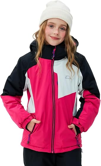 SMONTY Kids Winter Ski Jacket Boys Girls Waterproof Windproof Snowboard Warm Snow Outdoor Hooded Coat