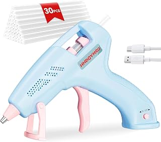 Cordless 20W Hot Glue Gun with 2000mAh Battery, 30 Premium Glue Sticks & USB-C Cable - Portable for Crafts, DIY & Home Repair