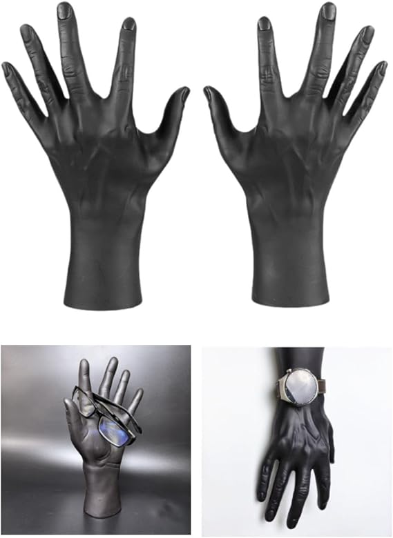 Mannequin Hands Jewelry Display Stand Modern Handmade Portable Rings Organizer Halloween Fake Hands for Dorm Home Photo Props, white (black)