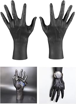 Mannequin Hands Jewelry Display Stand Modern Handmade Portable Rings Organizer Halloween Fake Hands for Dorm Home Photo Props, white (black)