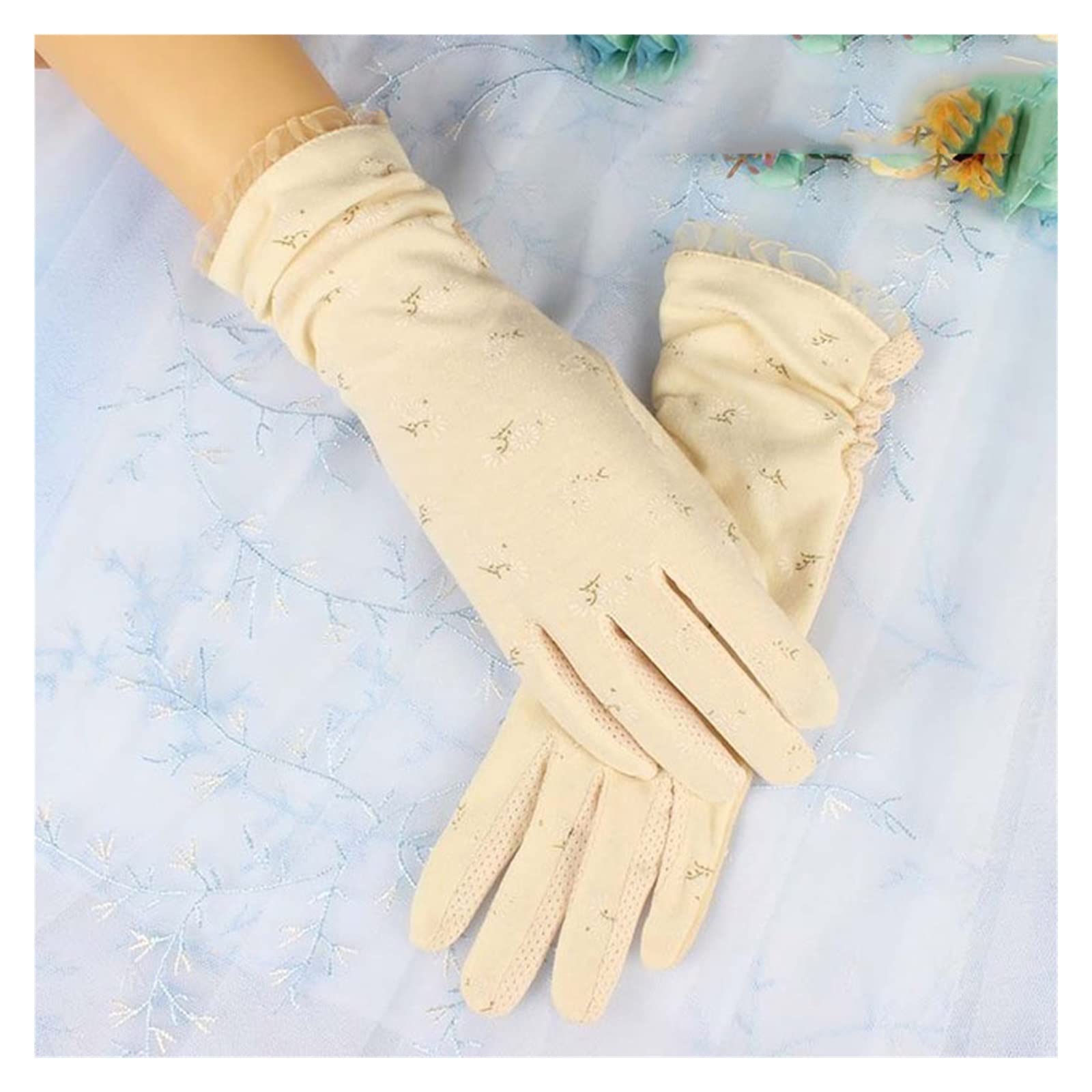Guantes de verano para mujer con pantalla táctil algodón fino y protector solar UV
