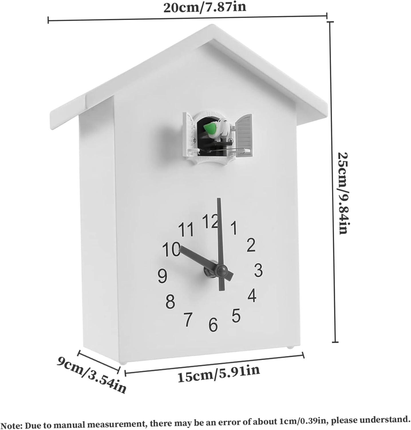 Minimalist Cuckoo Clock Pendulum Wall Clock with Working Bird Modern Cuckoo Clock Hanging/Standing Bird Clock for Wall, Desk, Home, Office, 7.9x3.5x9.8.