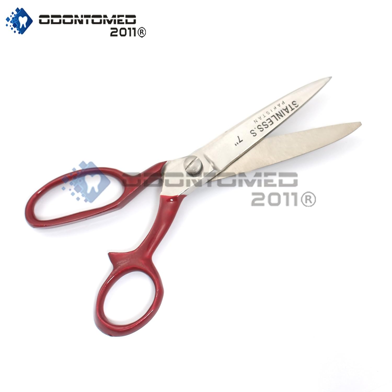 OdontoMed2011 3 Pcs Taylor Scissors Fabric Cutting Stainless Steel Red, Black, Blue Color Coated Handle Tailor Scissor (7", Red Black Blue, 3)