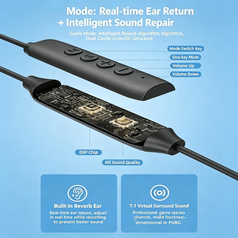 Casque gaming Type-C noir ultra léger pour éviter la fatigue auriculaire