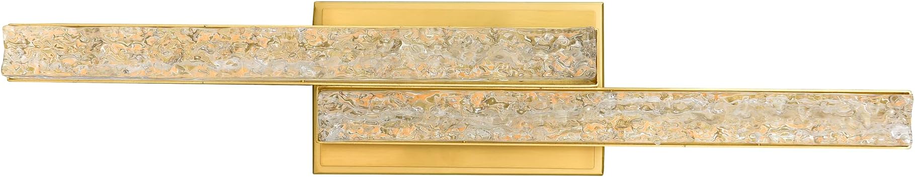 Stagger Integrated LED 24" Brass Modern Vanity Light with Handmade Textured Glass for Bathrooms Powder Rooms Dressing Rooms