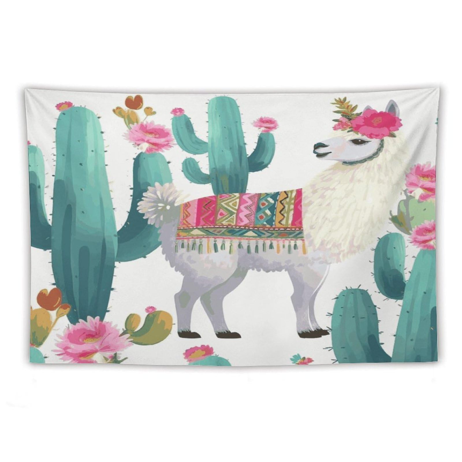 LDGSUPH Tropical Llama Alpaca Cactus Flower Tapestry Wall Hanging Decor Anti-fading Aesthetic Wall Tapestries Fashion Wall Blanket Decor Modern Wall Art Tapestry for Bedroom Home Decor 60"x90"