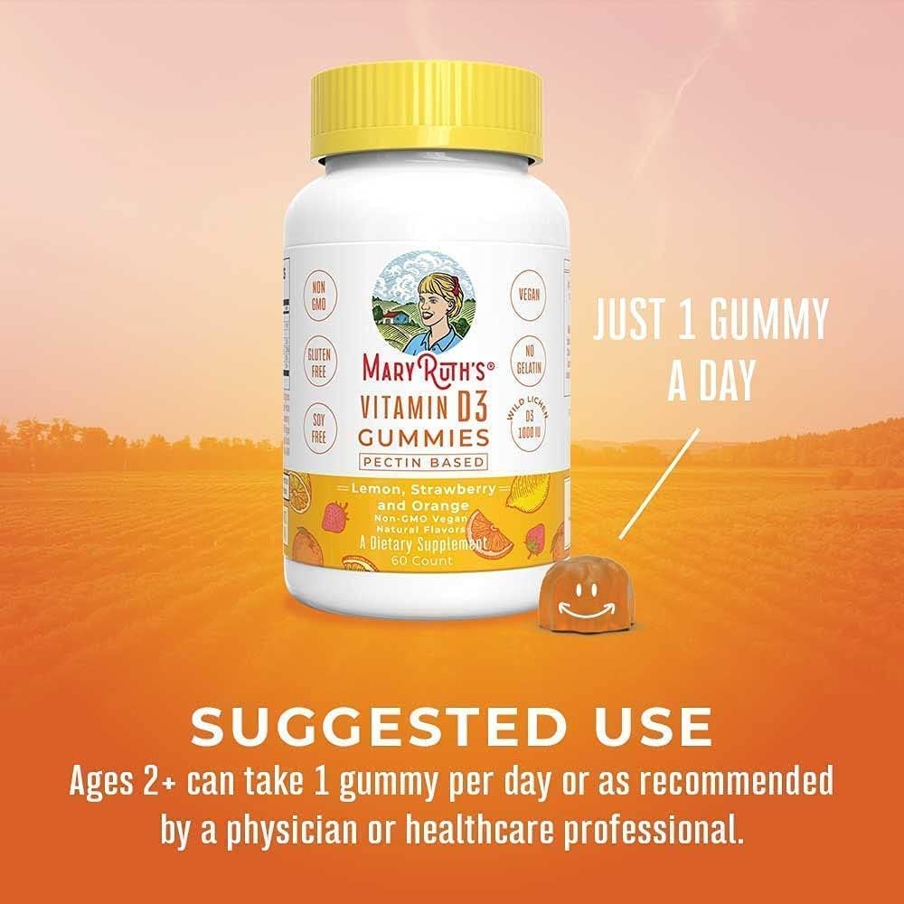MaryRuth Organics Kids Vitamin D3 Gummies & Vegan Vitamin C Gummies Bundle, Supplement for Bone Strength, Phosphorus and Calcium Absorption, Supports Immune Function & Overall Health for Adults & Kids