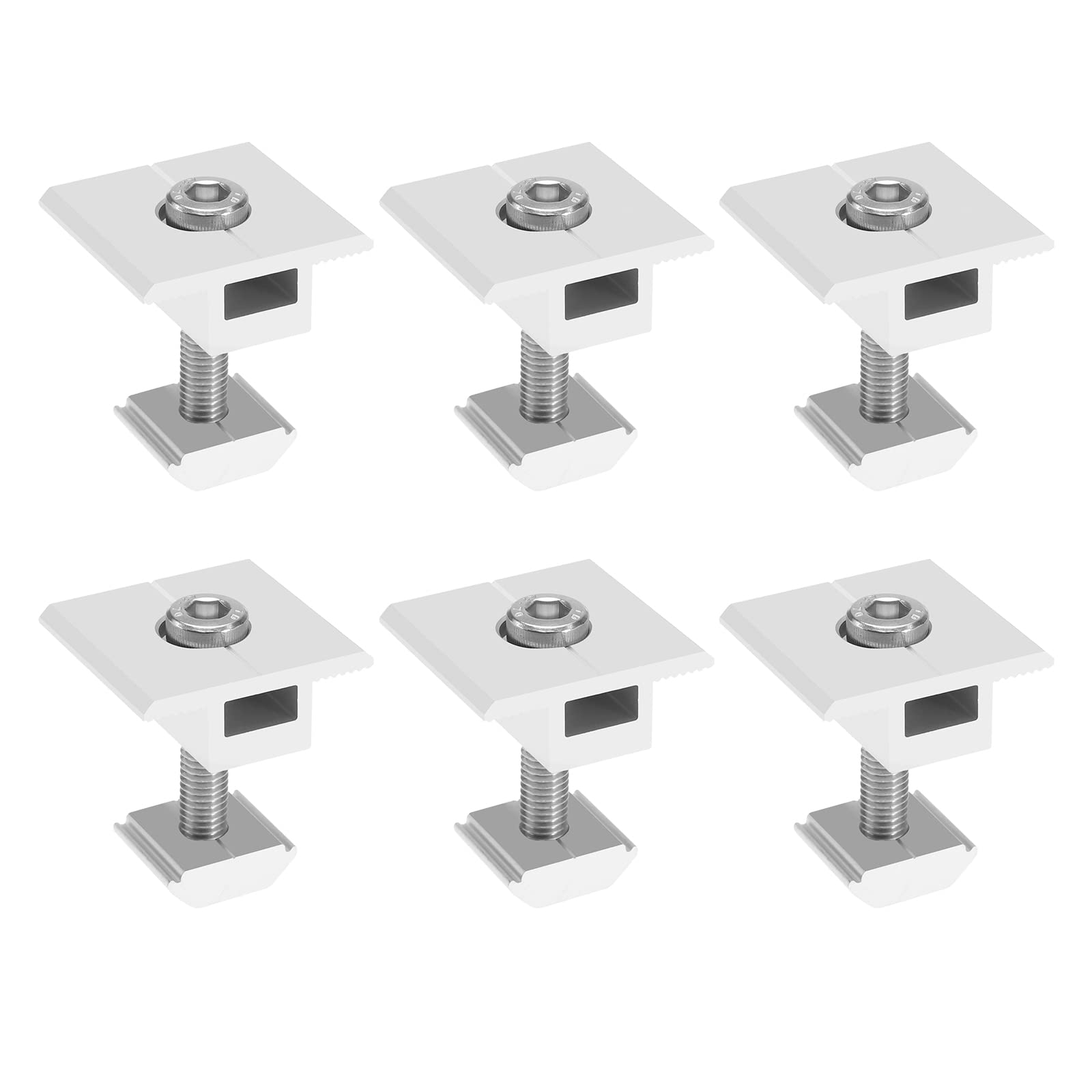 6PCS PV Photovoltaic Solar Trapezoidal Mounting Brackets 30mm Solar Panel Clamps Aluminium Centre Clamps for RV Flat Roof Ship Ground Garage RV Flat Surface