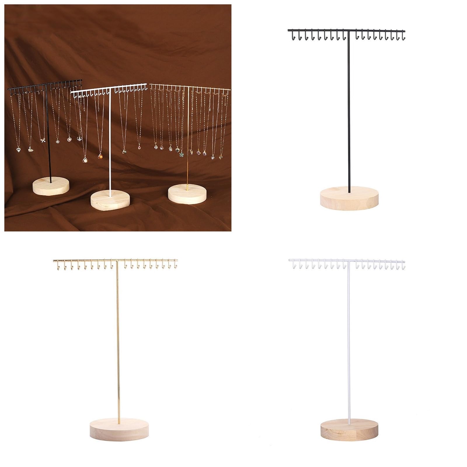 Bydezcon Multipurpose Alloy Necklace And Organizers Clear Jewelry Stand With Hanging Rack Home Accessory Decoration