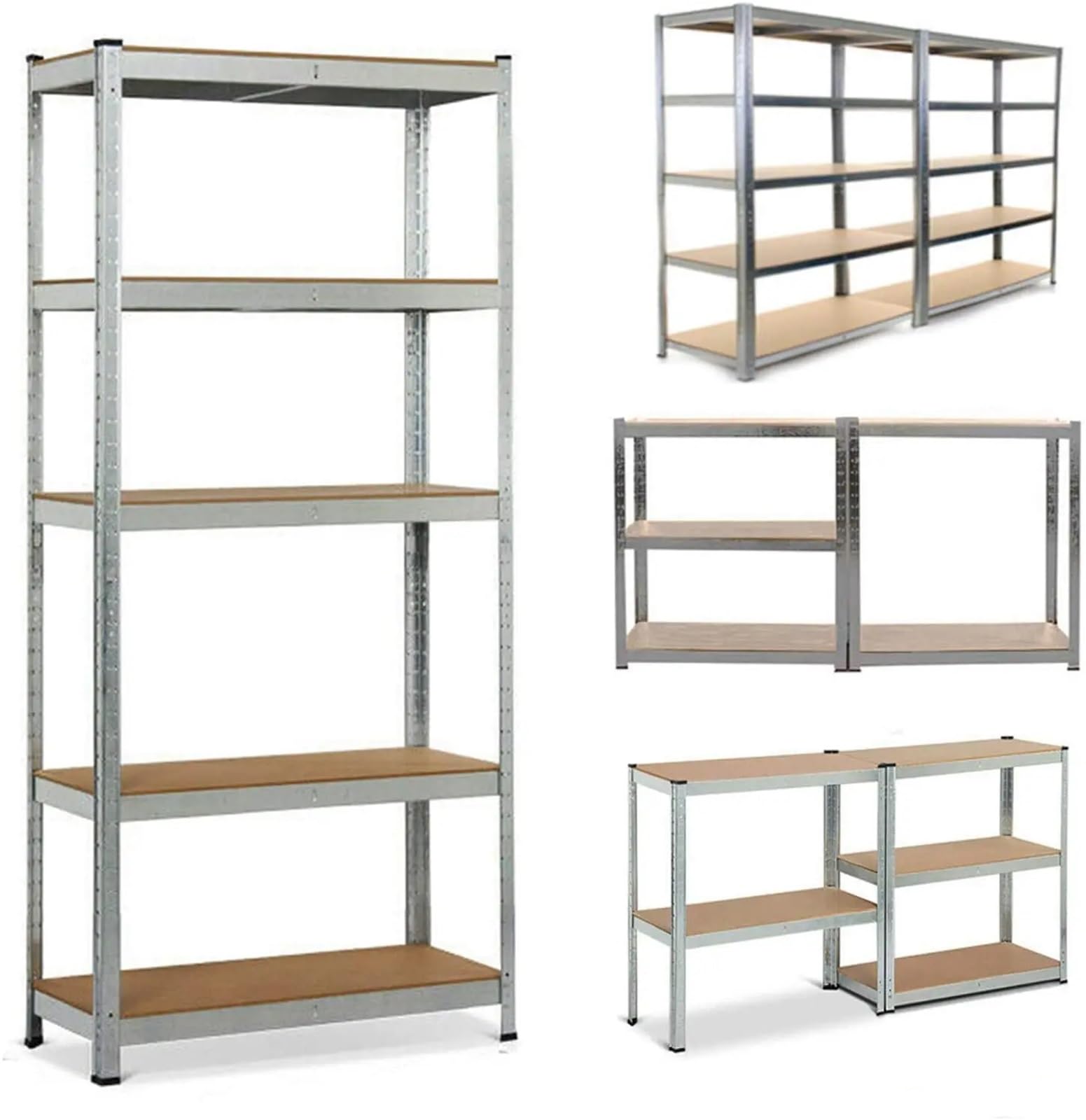 Scaffali in Metallo per Garage Scaffale for Garage Metel a 5 Livelli, scaffalature for carichi Pesanti for Ufficio, Officina, Magazzino, capacità 875 kg, 150x70x30 cm(Galvanized)