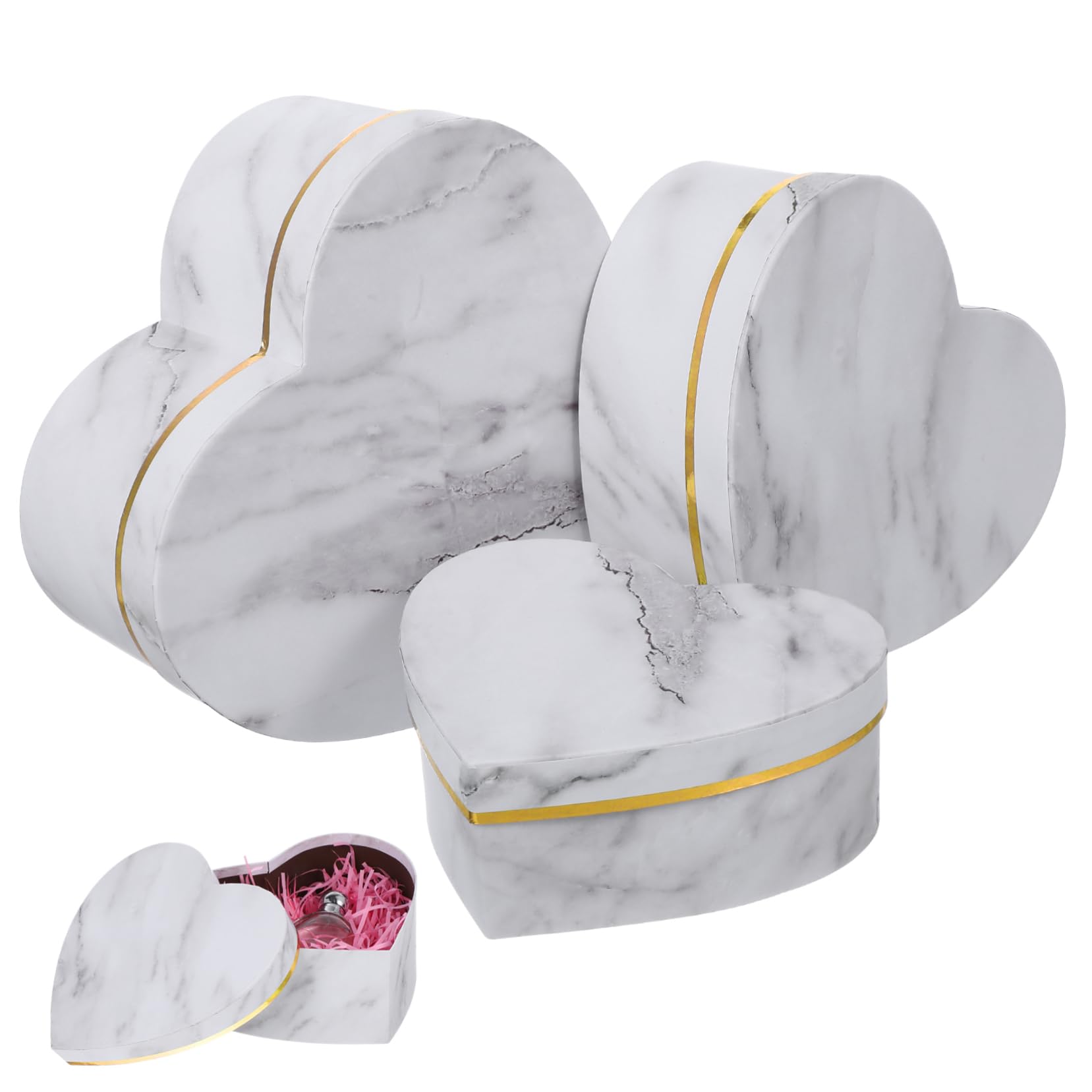 Hemobllo Herz Geschenkbox 3 Stück aus Papierkarton mit Feiner Verarbeitung und Tragbarem Design Herzförmige Geschenkverpackung für Hochzeitsparty und Elegante Geschenkbox